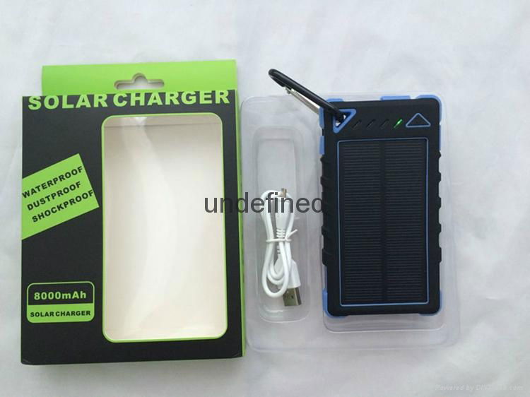 High Capacity 8000mAh Solar Power Bank waterproof power bank 5