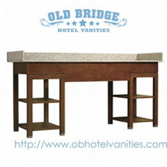 Hotel Bathroom Vanity Base with Solid Wood Legs