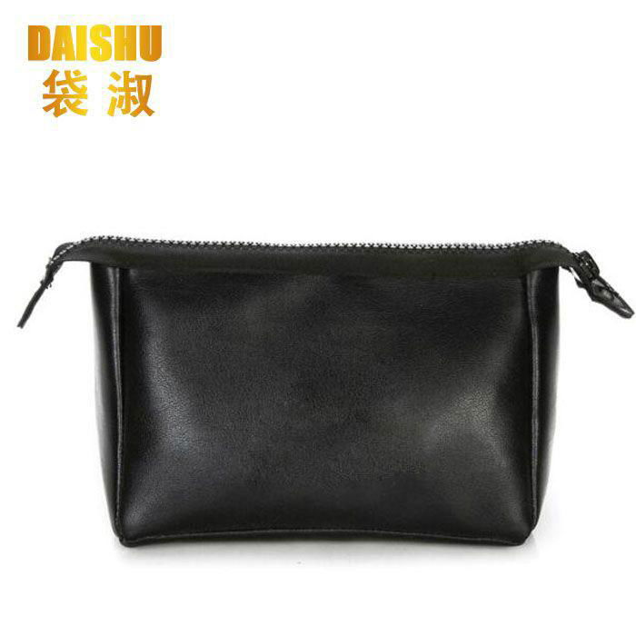 Professional Black Leather Makeup Travel Bag