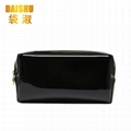 High Quality Shiny Black PU Makeup Bag