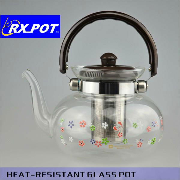 Tableware Handblown 1600ml Transparent Borosilicate Glass Teapot 3