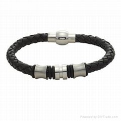 leather/stainless steel bracelet