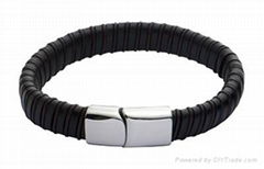 leather/stainless steel bracelet