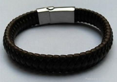 leather/stainless steel bracelet