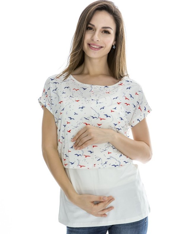 Fashion Maternity Tops &Tees summer Nursing tops 2 piece suit Breastfeeding T-sh 3