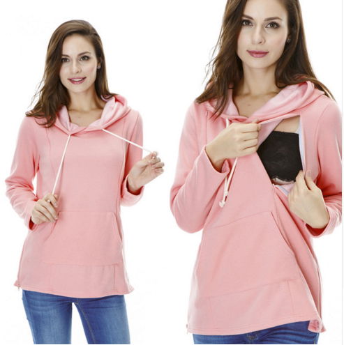 Maternity Sweater Nursing tops Thickened Warming Long Sleeve Hoodies Fashion com 2