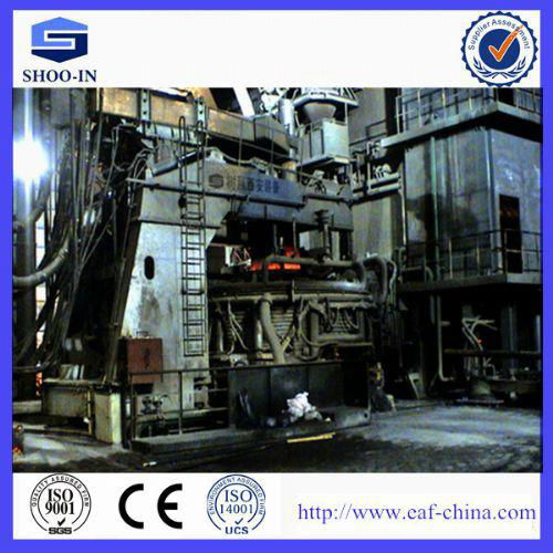 Vertical scrap preheating electric arc furnace