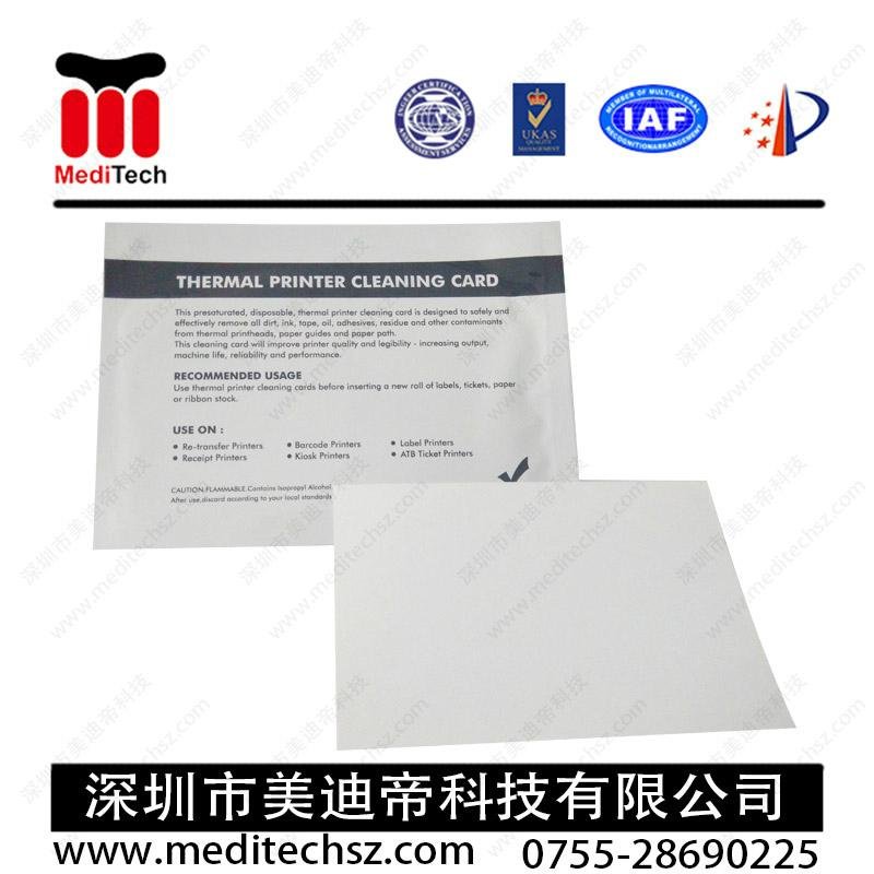 Thermal printer clenaing card
