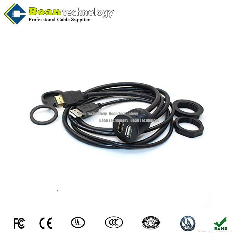 USB & HDMI AUX extension Flush Mount cable for car boat.