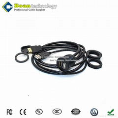 USB & HDMI AUX extension Flush Mount cable for car boat.