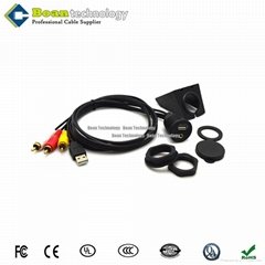 USB & 3RCA AUX Car Dash Board cable for car boat.
