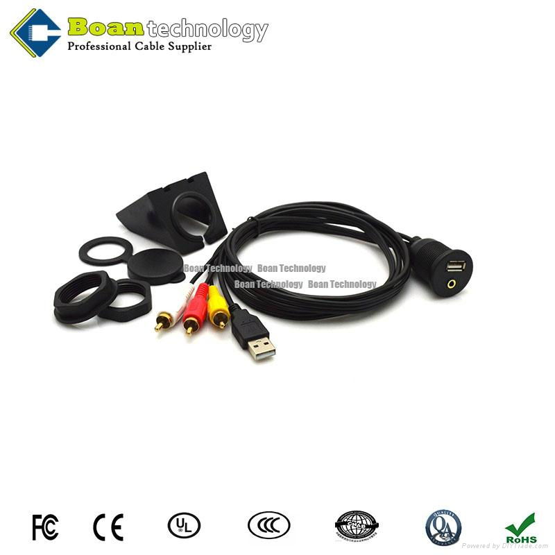 USB & 3RCA AUX Car Dash Board cable for car boat. 2