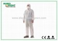 Dust Proof Breathable White Disposable Coveralls with Hood / Feetcover 1