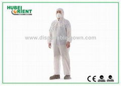 Dust Proof Breathable White Disposable Coveralls with Hood / Feetcover