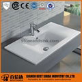 Solid surface white ceramic thin edge basin 1