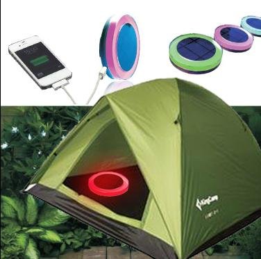 Solar camping light with mobile charger