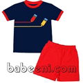 Cute pencil applique boy short set