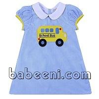 Adorable schoolbus A-line dress for baby girl 