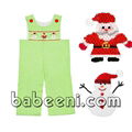 Lovely Santa Claus and Snowman smocked boy longall 