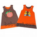 Lovely pumpkin and turkey applique A-line reversible dress 1