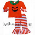 Lovely pumpkin appliqued knit set for