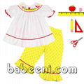 Cute school supplies smocked bishop girl set