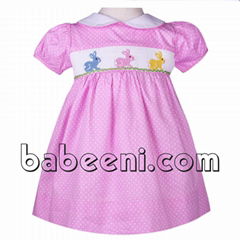 Pretty bunny hand smocked dress for girl - BB522