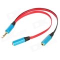 Flat Universal 3.5mm Male to 2 Female Music Share Audio Splitter Cable