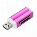 Multi 4-in-1 USB 2.0 Metal Aluminum Alloy TF + SD + MS + M2 Card Reader