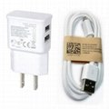 5V 2A Dual USB AC Power Charger + Micro USB Data Cable For Samsung (US EU )