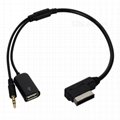 CY CA-091 AMI MDI to Stereo 3.5mm Audio & USB Aux Adapter Cable For Car VW AUDI