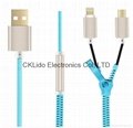 Multi 2in1 Zipper Braided Lightning / Micro USB Data Cable For Samsung / iPhone 