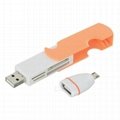 USB 2.0 Card Reader + OTG to USB Female Adapter Set 