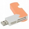 4-in-1 MicroSD / TF + SD + MS + M2 Card Reader with USB Flash Drive Function