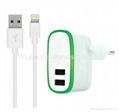 Belkin 2 USB Powered Wall Charger Adapter W/ Lightn USB Cable Set For iPhone 6