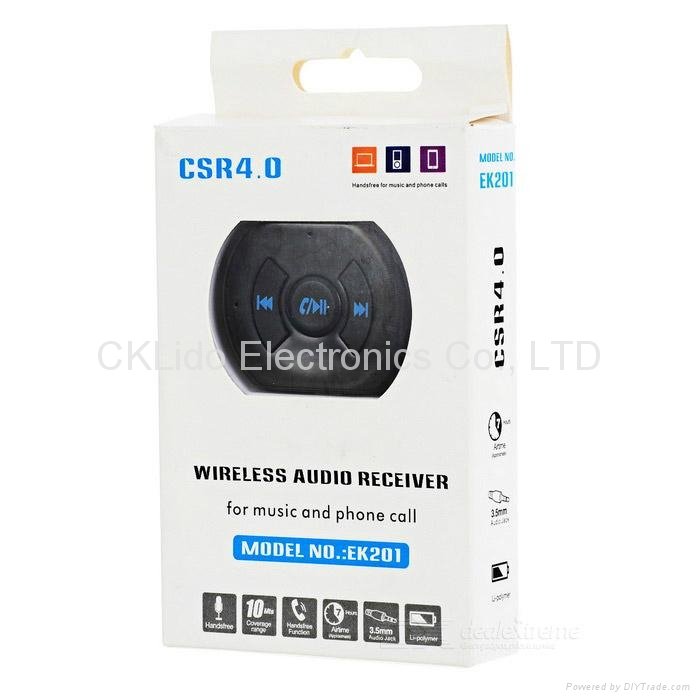Wireless Car Bluetooth V3.0+EDR 3.5mm Hands-Free Audio Music ReceiverEK201 3.5mm 2