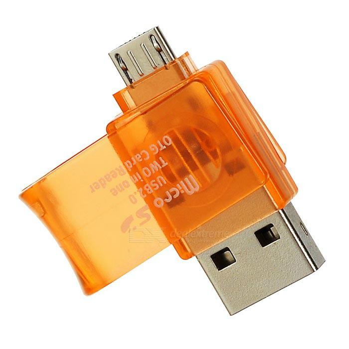 Rotary USB 2.0 to Micro USB OTG Adapter + TF Card Reader 3