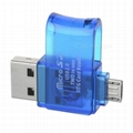 Rotary USB 2.0 to Micro USB OTG Adapter + TF Card Reader