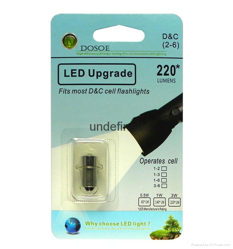 LED Uprade Kit for Flashlight  Torch Headlight  P13.5 E10 BA9s 3