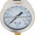 50mm 2.0" Bottom Silicone Oil Filled Pressure Gauge Bayonet Type 1