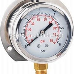 63mm 2.5" Radial Glycerine Filled Pressure Gauge Crimped Type With Back Flange