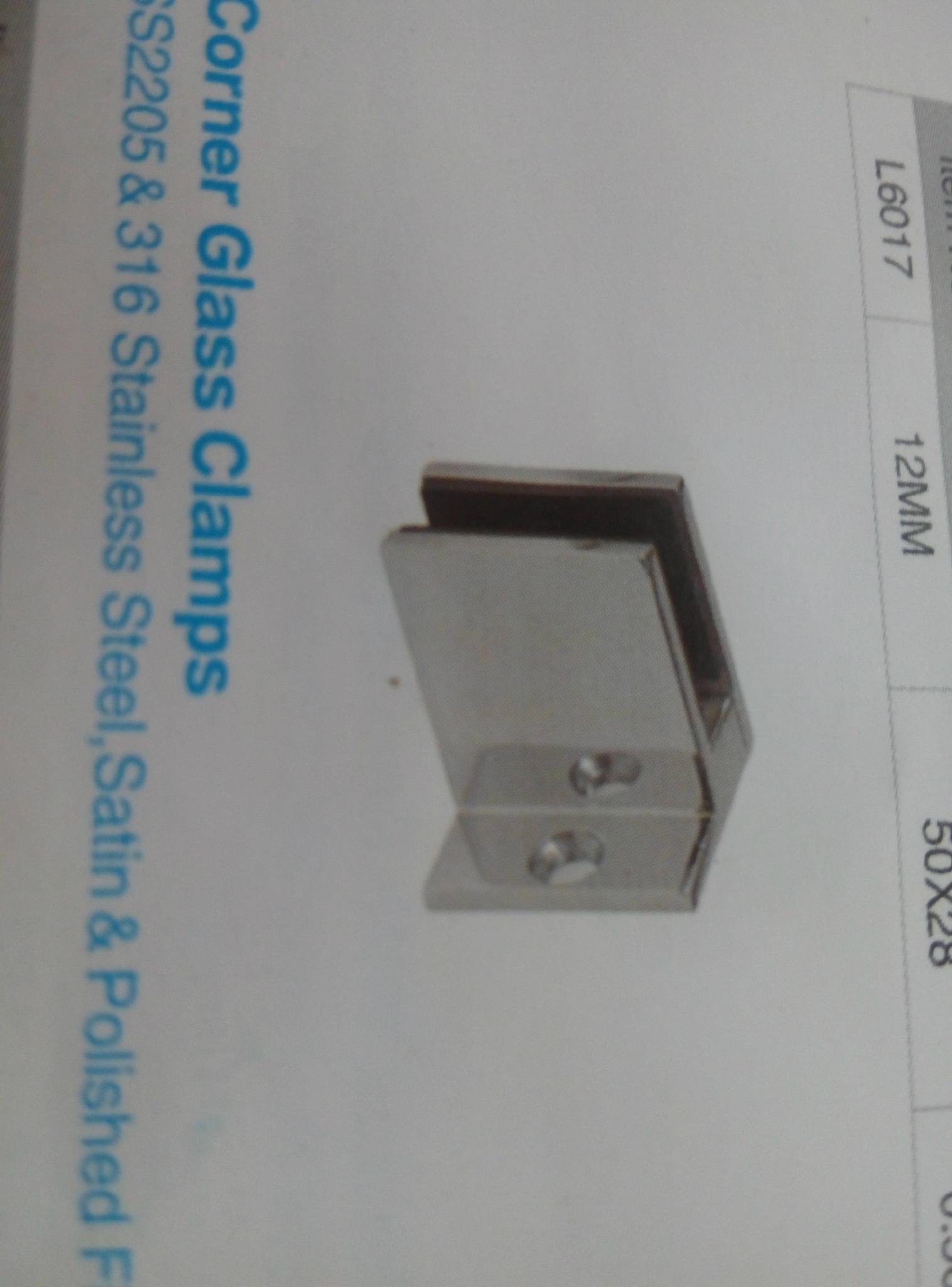 Stainless steel cotner glass clamps