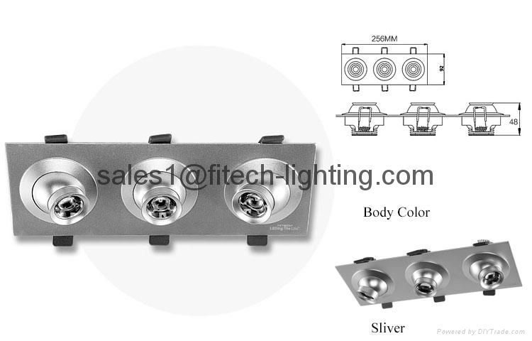 9w triple head modern square led recessed light for office luminaire 3