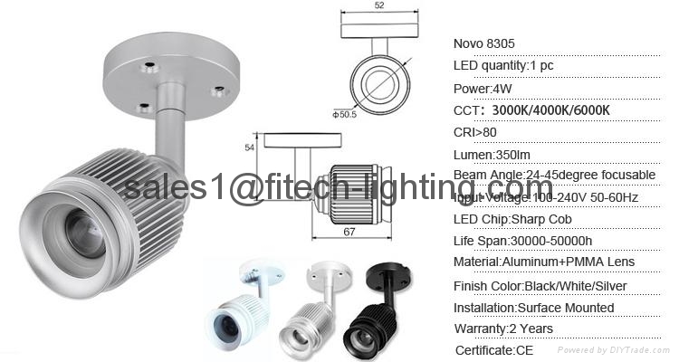 ceiling lighting zoomable surface mounted led ceiling light for art gallery 4W S 3