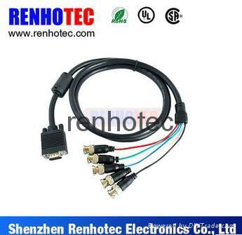 CCTV RGB VGA D SUB DB 15 Pin to 5 Male BNC Coaxial Connectors Cable