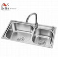 201ss 1.2 Thickness Size 770X430X220mm Popular Double Bowl Kitchen Sink