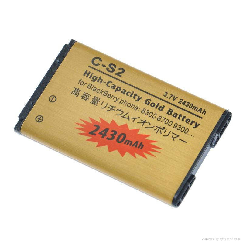 High capacity 2430mAh Gold battery C-S2 For BlackBerry Curve 8530,Curve 8520 2