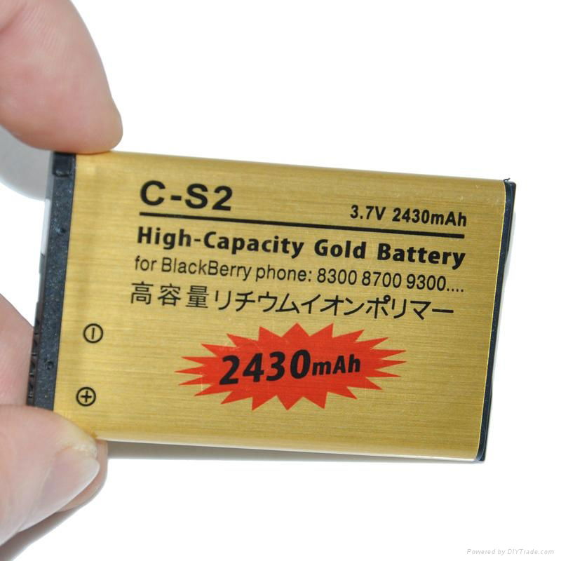 High capacity 2430mAh Gold battery C-S2 For BlackBerry Curve 8530,Curve 8520
