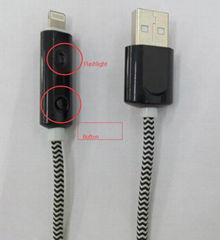 Smart power down flashlight iphone 8-pin cable