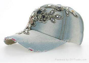 Distressed Jean Fabric Baseball Cap  3